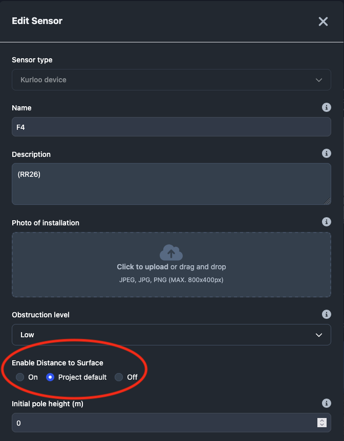 sensor setting